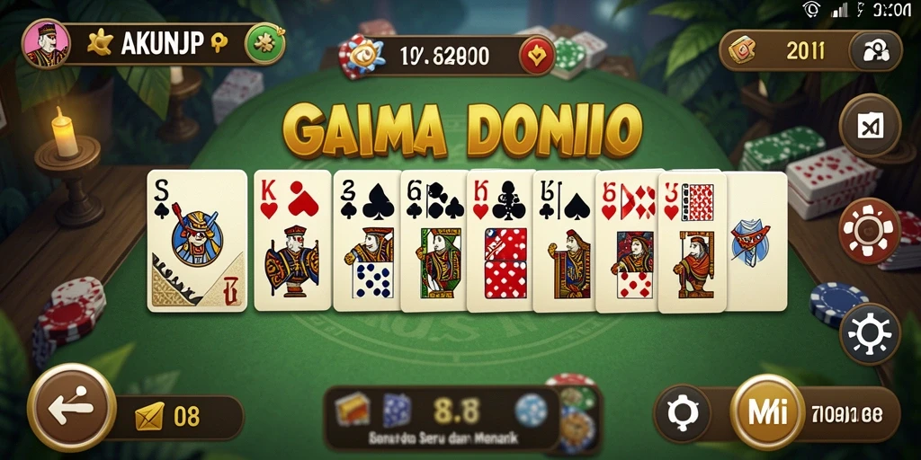 Tampilan gameplay Domino yang mengasyikkan di AKUNJP.