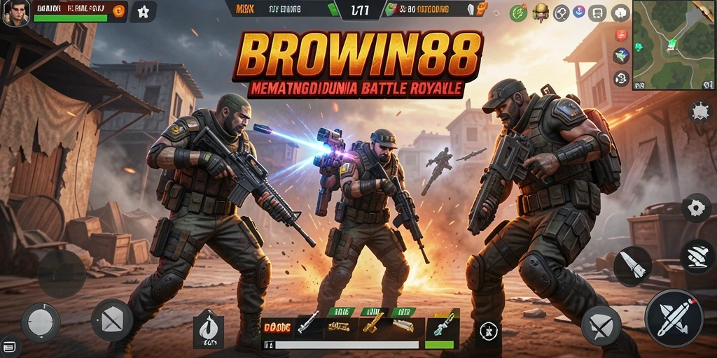 Tampilan gameplay seru di arena Battle Royale BROWIN88.