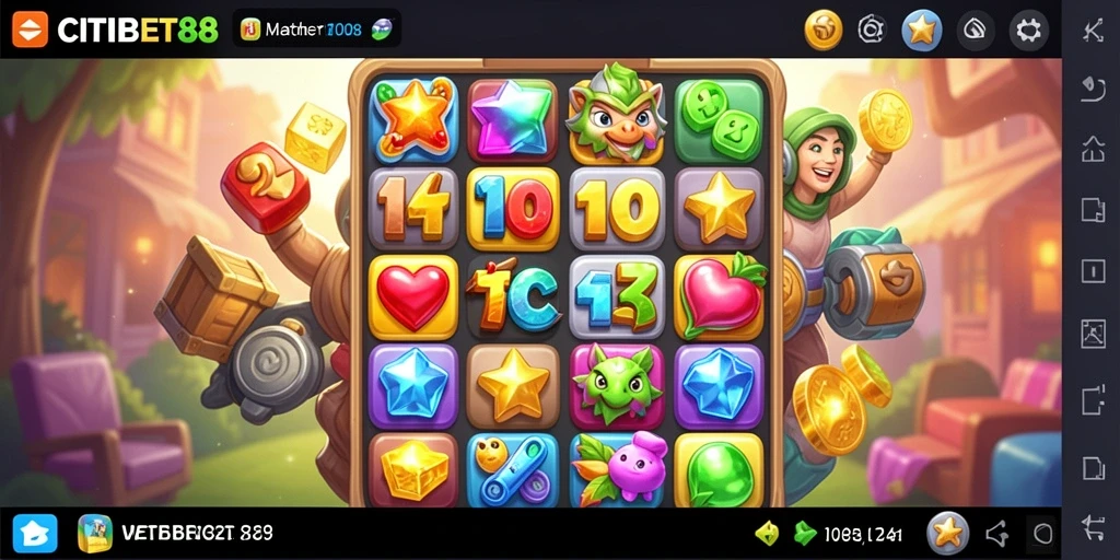 Tampilan gameplay CITIBET88 dengan elemen Match-3 yang menawan.
