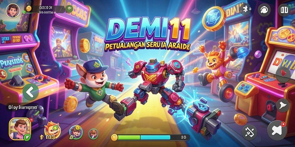 Tampilan gameplay DEMI11 yang penuh warna dan seru.