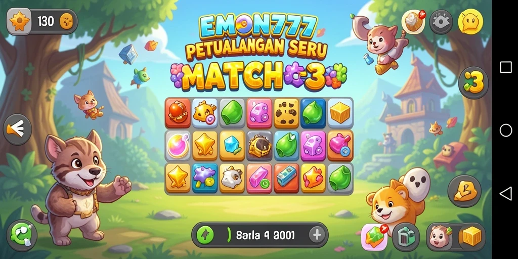 Tampilan memukau dari gameplay EMON777 Match-3.