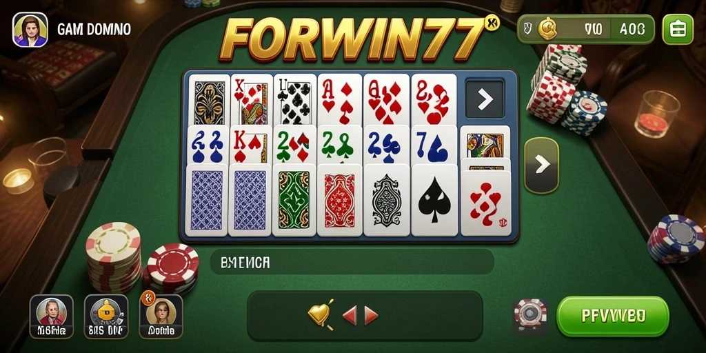 Tampilan gameplay seru dalam FORWIN77 yang menampilkan domino.