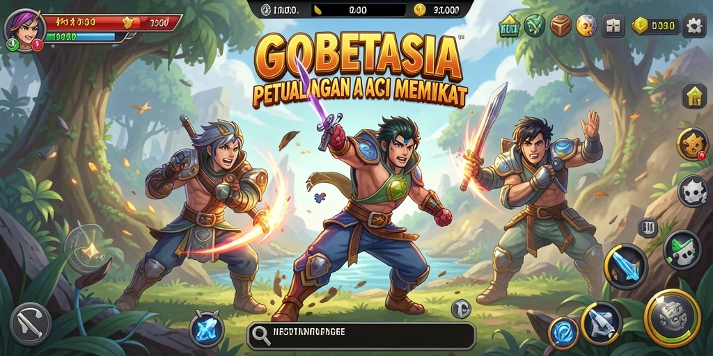Tangkapan layar yang menunjukkan aksi mendebarkan dalam GOBETASIA.
