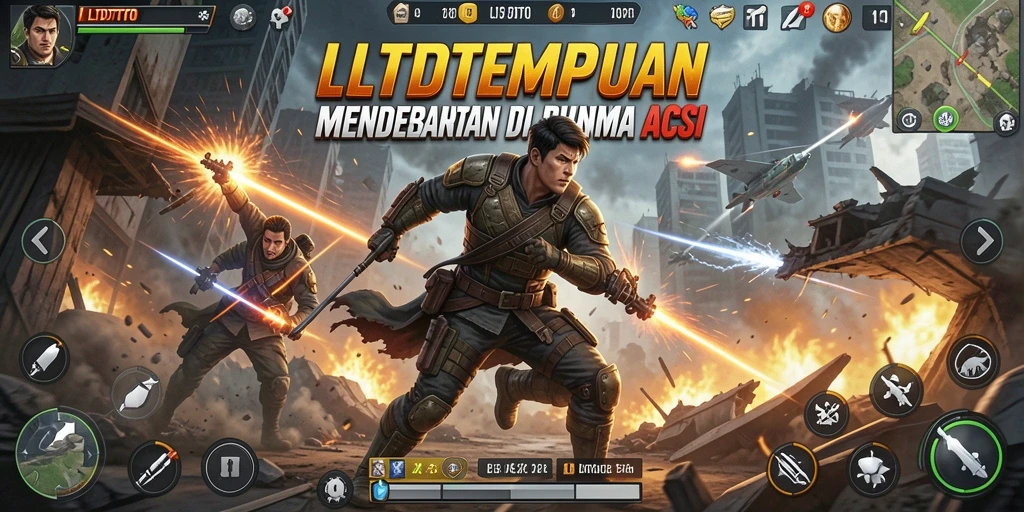 Tangkapan layar gameplay LTDTOTO yang menunjukkan aksi pertempuran yang intens.