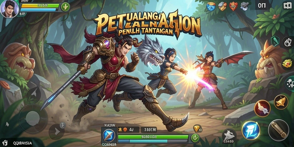 Tampilan aksi seru dalam gameplay QQ88ASIA yang mendebarkan.
