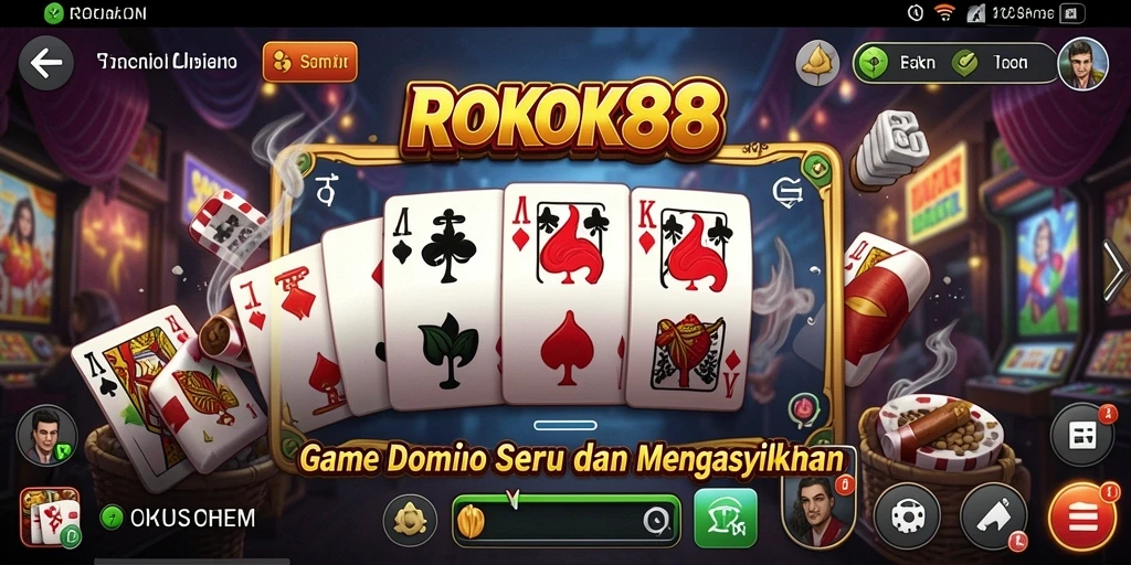 Screenshot ROKOK88 menampilkan gameplay domino yang seru.