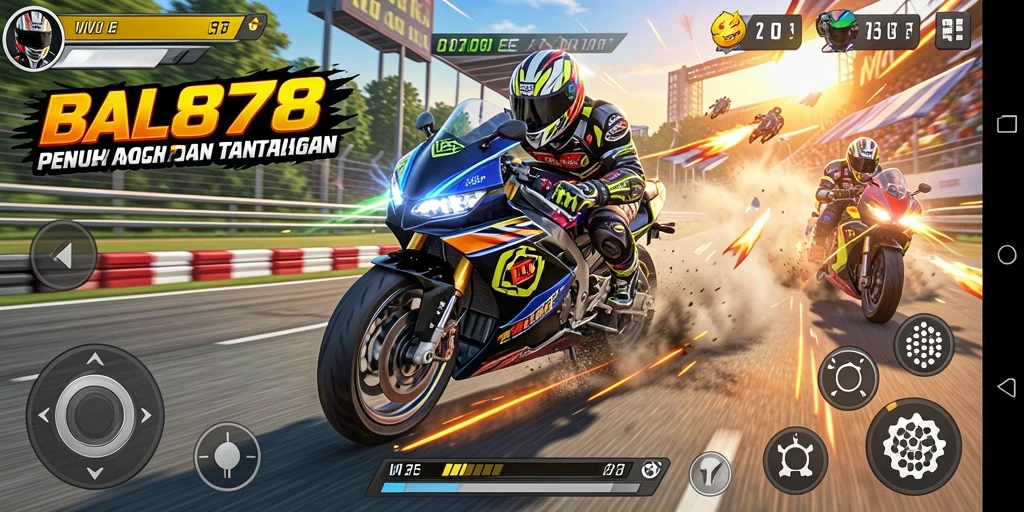 Tampilan gameplay seru di balapan motor WE878.