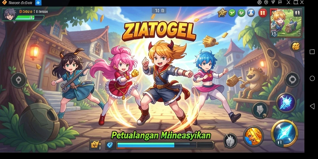 Screenshot gameplay ZIATOGEL menampilkan aksi seru dan karakter anime.